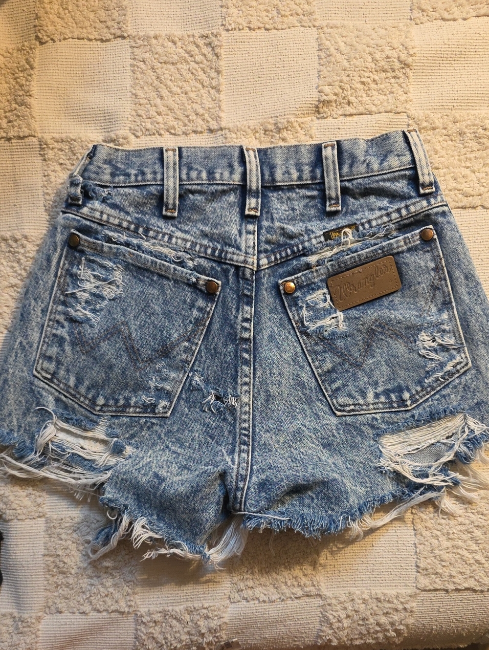 Wrangler Acid Wash Distressed Denim Shorts